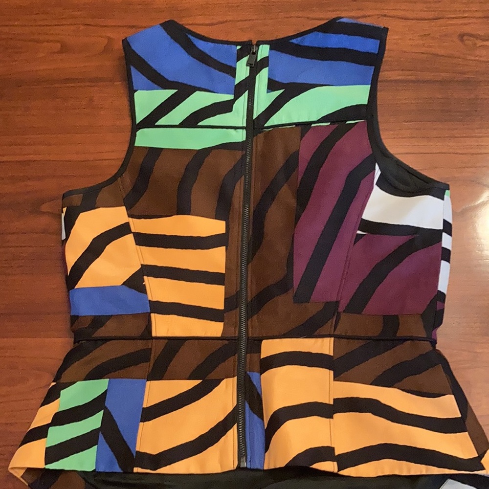 Tibi Sleeveless Colorful Zebra Top Size 6 - image 3